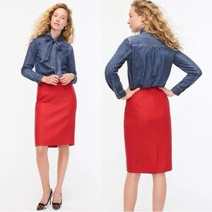 J.Crew 100% wool pencil skirt, sz 0, color red